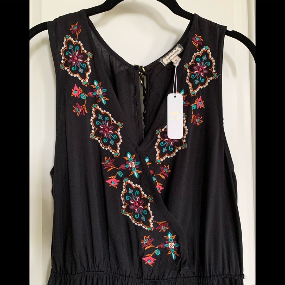 Black Embroidered Boutique Dress NWT